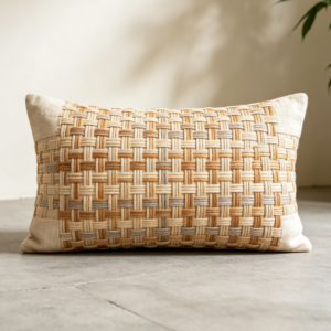 Natural Jute Woven Rectangular Lumbar Pillow Cover