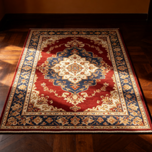 Vintage Persian-Style Floral Living Room Rug with Red Background