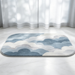 Blue-Tone 3D Cloud-Shaped Bathroom Mat