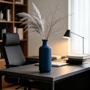 Matte Deep Blue Straight-Sided Ceramic Vase