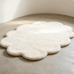 Off-White Large Floral-Shaped Plush Rug