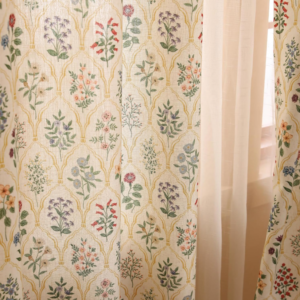 Vintage Semi-Blackout Floral Curtains | Two-Piece Set with Eyelets | Bedroom, Living Room, Kitchen