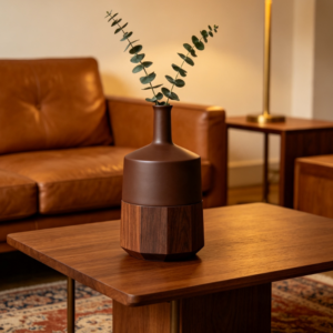 Wood & Ceramic Color-Block Vase (Affordable Luxury Style)