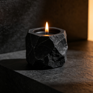 Rugged Black Raw-Stone Texture Scented Candle
